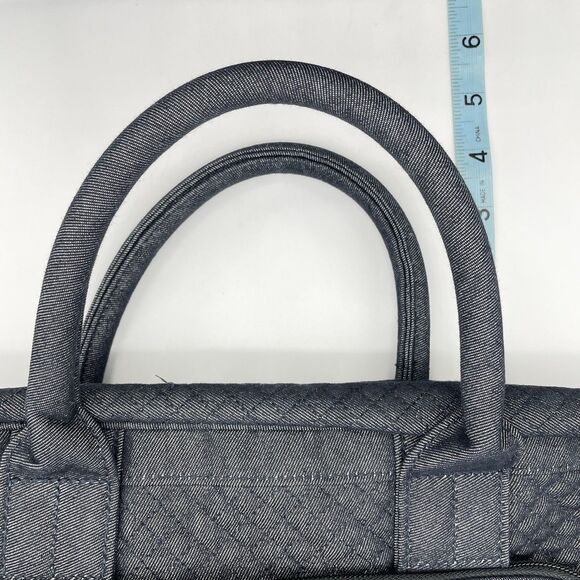 Vera Bradley Iconic Weekender Travel Bag Black Blue Quilted Denim 16x10x7 - Picture 8 of 12